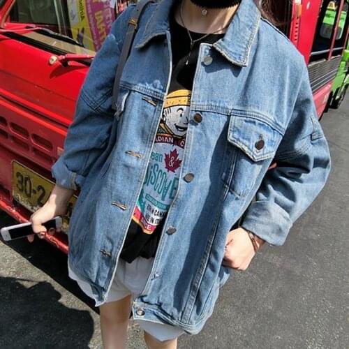 Cheap wholesale Spring Autumn Winter Hot sale womens fashion casual female popular plus big pius size pure color denim jacket