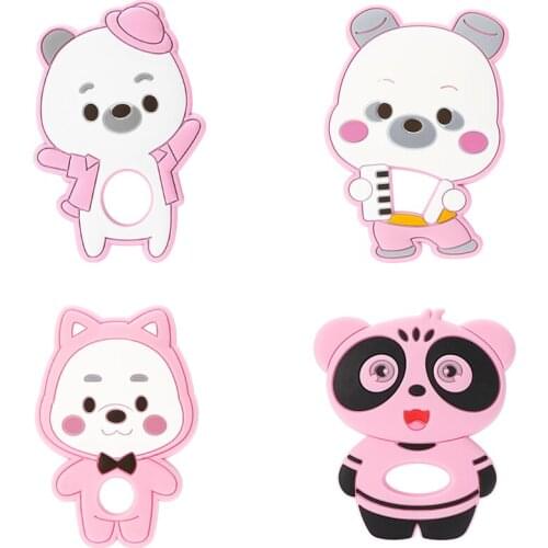 * Baby Teethers BPA Free Silicone Teethers Food Cartoon Animal Baby Teething Kids Teething Toys DIY Necklace Making