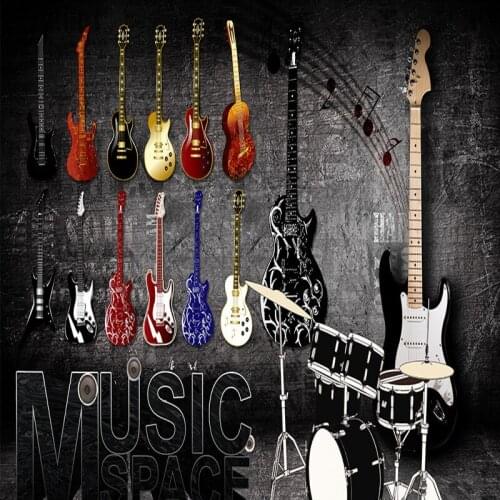 Dropshipping Colomac Retro Wallpaper Nostalgic Rock Musical Instruments Wall Mural Papel De Parede Home Decoration Wallpaper