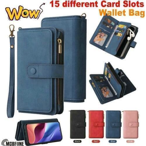 Find X3 PRO FINDX3 X 3 NEO New 15 Card Slots Luxury Skin Leather Case Flip Stand Full Cover For OPPO RENO4 F Z Lite Reno5 5F Bag