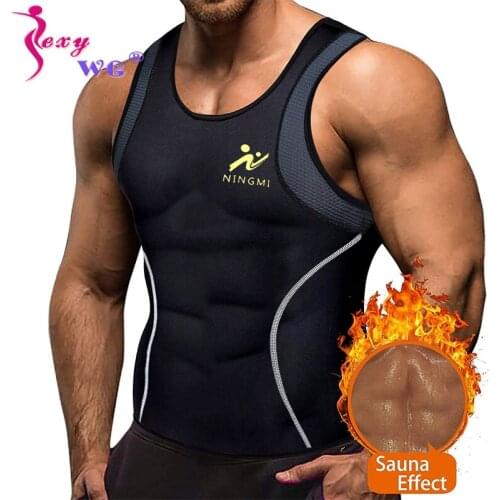 SEXYWG Yoga Shirt Men Sports Top Slimming Waist Trainer Body Shaper Running Vest Neoprene Sauna Shapewear Mesh Breathable Jacket