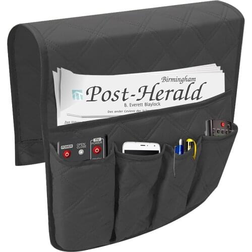 Hot Sale Sofa Armrest Organizer Water Resistant Remote Control Bag Sofa Storage Hanging Bag With 5 Pockets