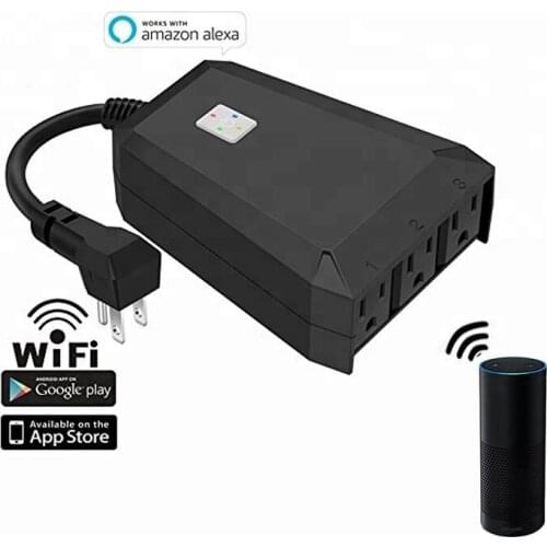 IP44 Waterproof 15A 3 In 1 Industrial Electrical Plug Alexa Google Home Outdoor Tuya Wifi Smart Plug US