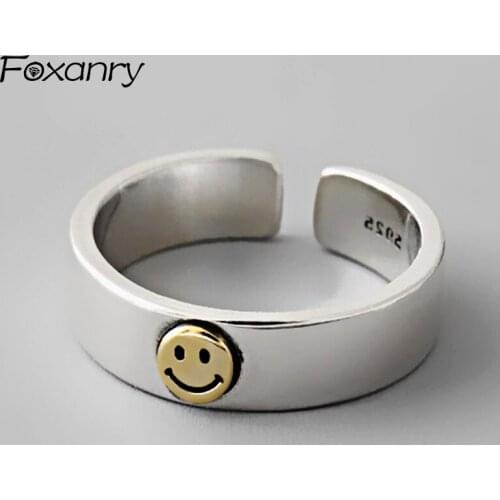 Evimi 925 Sterling Silver Engagement Rings Vintage Simple Smiling Face Handmade anillo for Women Wedding Accessories Jewelry