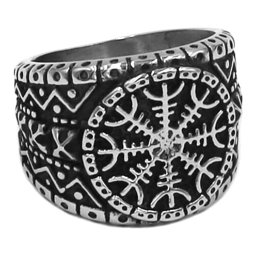 Charm Norse Viking Rune Ring Stainless Steel Jewelry Classic Engagement Odin Symbol Amulet Biker Men Boys Ring Wholesale 977B