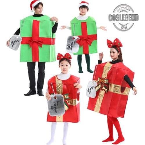 Adult and Child Gift Box Costume Halloween Christmas and New Year and Birthday Party Gift Costume