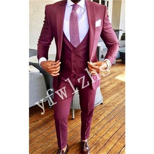 Handsome One Button Groomsmen Peak Lapel Groom Tuxedos Wedding Dress Men Suits Blazer Prom Dinner (Jacket+Pants+Tie+Vest) B02