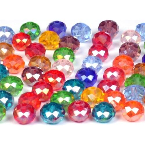 4 6 8mm Czech Loose Rondelle Crystal Beads For Jewelry Making Diy Needlework AB Color Spacer Faceted Glass Beads Wholesale