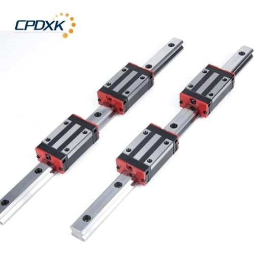Linear Rail HGR15 HGR20 HGR25 2PCS + 4 PCS Linear Block Carriage HGH...CA or HGW...CC for CNC Parts