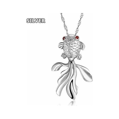 Copper silver plated necklace womens short clavicle South Korea new silver jewelry small Fish Pendant Silver Plated wholesale