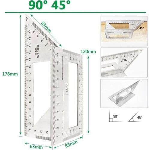 Multifunctional Alloy Ruler 45/90 Degree Aluminum Alloy Ruler Line Rule Woodworking Angle Ruler Деревообрабатывающий Инструмент