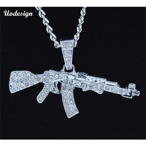Fashion Cool AK47 Gun Pendant Necklace European Hip Hop Jewelry with Chain Drop Shipping