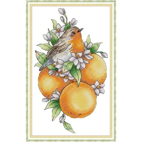 DA553 Lemon bird cross stitch kit aida 14ct 11ct count print canvas cross stitches needlework embroidery DIY handmade