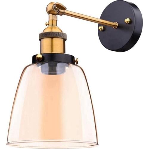 Attic retro wall lamp oval transparent glass design wall lamp vintage industrial home wall light metal base