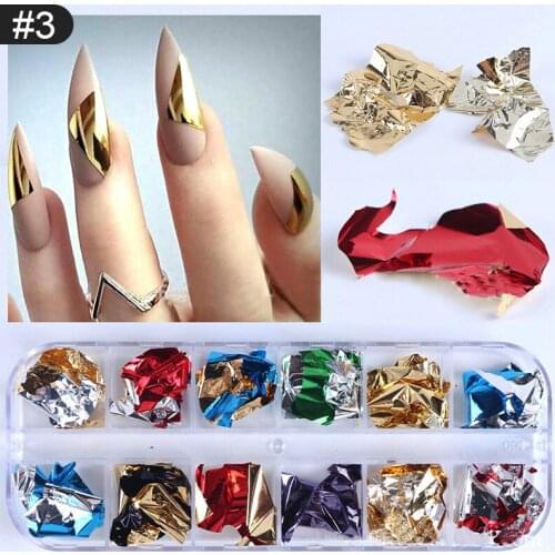 New 12-color gold and silver tin foil paper fashion nail art ins European and American popular platinum fragment nail jewelry