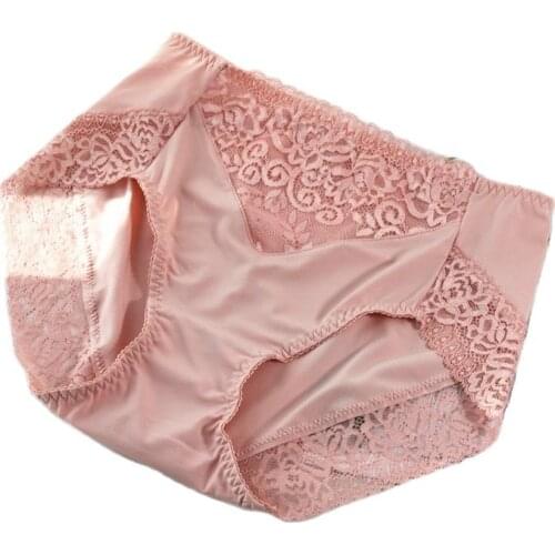 New Womens Panties Milk Silk and Sexy Lace Breifs Seamless Underpants High Waist Female Underwear Ladies Lingerie