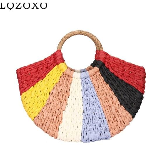 New Design Soft Retro Purse 2021 Female Hollow Purse Knitted Fashion Women Bags Open Style Rainbow Color Handbags
