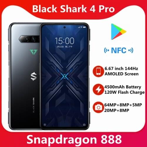 Original Black Shark 4 Pro 16GB 512GB Optional Snapdregon 888 6.67'' 144Hz AMOLED LPDDR5+UFS3.1+SSD 4500mAh 120W Charge 64MP NFC