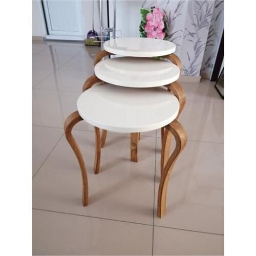 Cream Color Tree Flip 3'lü Zigon Coffee Table MADE IN TURKİYE