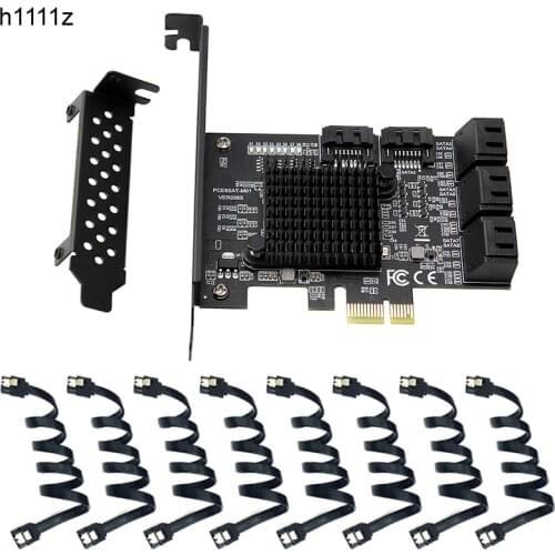 PCI-E SATA 2X 4X 8X 16X PCI-E Cards PCI Express to SATA 3.0 8-Port SATA III 6Gbps Expansion Adapter Boards with SATA3 Data Cable