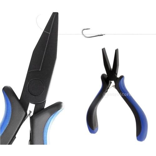 Stainless Steel Fishing Jewelry Flat Nose Pliers Hook Detacher Wire Cutter with Blue Rubber Handle Fishing Plier
