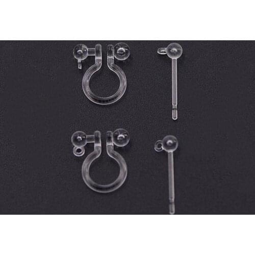 50 PCS Transparent Stud Earrings For Jewelry Making ,Ear Clip Plastic Prevent Allergy Earrings Base DIY Accessories