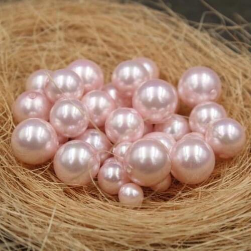Pink Color Nice Quality South Sea Oyster Shell Pearls Half Drilled Loose Pearls, 50pcs/lot