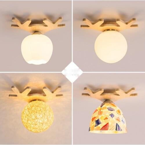 Nordic living room aisle lights Cloakroom balcony childrens room creative wood lamps warm ceiling lamps led lighting fixture