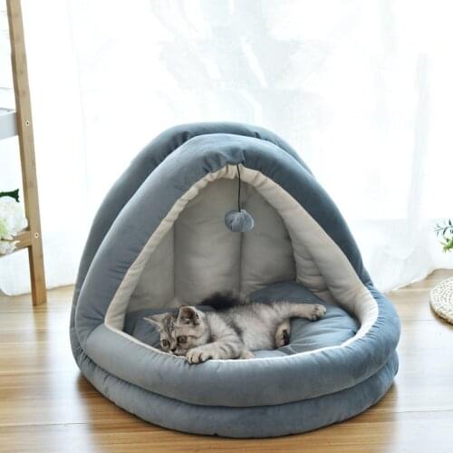 Luxury Winter Warm Cat Playing Beds for Small Dog Soft Cotton Cat Puppy Sleep House Lovely Cat Bed Pet Cat Products Kitten Nest