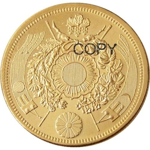 Japan 20 Yen - Meiji 3，9，10，13 Years Coin Copy Gold Plated 35.06mm
