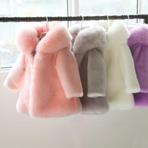 Girl winter jacket / Fur coat for girl / Faux fur jacket with hoody