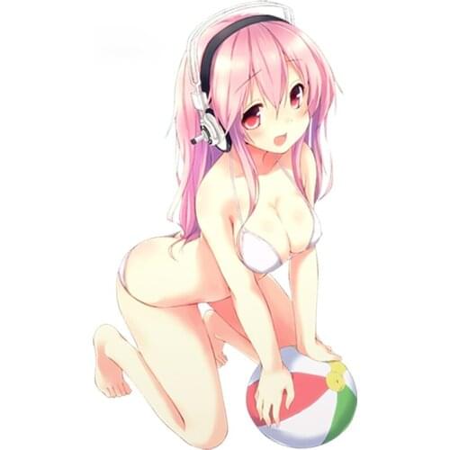 13cm x8cm Japanese Anime Super Sonico Cartoon Car Styling Vehicle Creative Sticker Accessories Window Bumper Decals