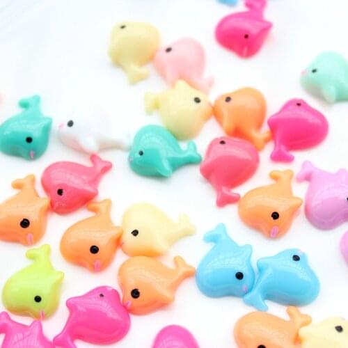 220pcs Kawaii little mix color Whale Resin Flatback Cabochons, Dolphin Cabochons 16mm