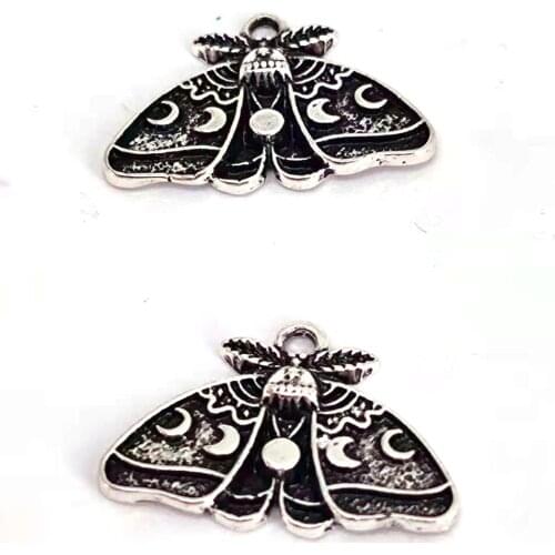 Hzew 5pcs Moon Moth Pendant charms Women Wedding Party Fashion Jewelry charms Gifts Female Bijoux for women man Accessories