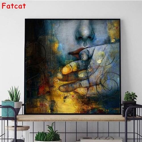 5d photo Round Diamond Painting Abstract art girl hands Full Drill Square Mosaic Home Decor Handmade Embroidery Gift PP2341