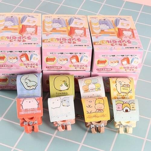 8pcs/set Sumikko Gurashi Things In The School Bag Mini PVC Action Figure Keychain Pendant Toy Kawaii Cartoon Corner Bio Key Doll