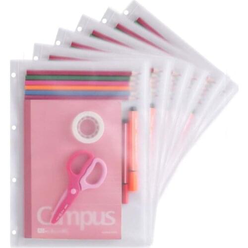 A4 Size 4 Ring Clear PVC Zipper Binder Pocket Insert Pages Organizers Plastic Paper Document File Sheet Photo Protective Sleeves