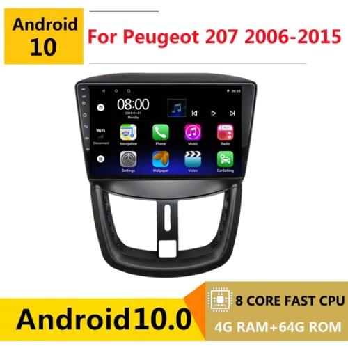 2 din 8 core android 10 car radio auto stereo for Peugeot 207 2006 2007 2008 2010- 2015 navigation GPS DVD Multimedia Player