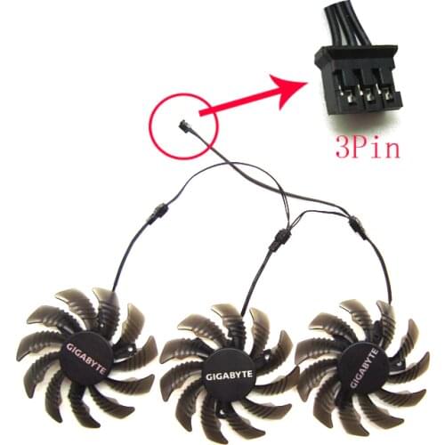 Free Shipping 3pin T128010SM PLD08010S12H Cooler Fan for Gigabyte GV-N970WF3OC-4GD GTX970 Graphics Video card Cooling fan
