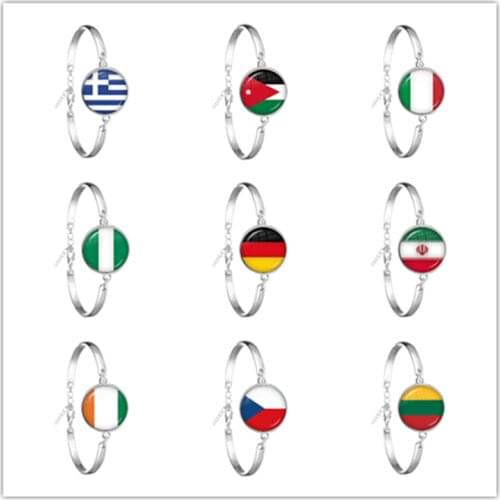 National Flag Chain Bangle Greece,Jordan,Italy,Nigeria,Germany,Iran,Czech Republic,Lithuania Bracelet For Women Girls Gift