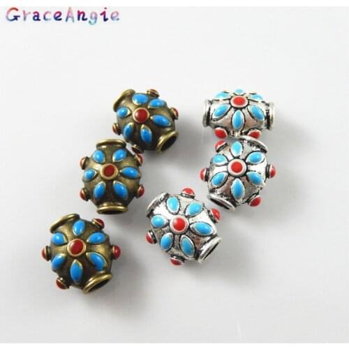 GraceAngie 10pcs Red Blue Drop Oil Alloy Charms Hole 4mm Necklace Bracelet Anklet Craft Hot Beads Jewelry Finding 52788