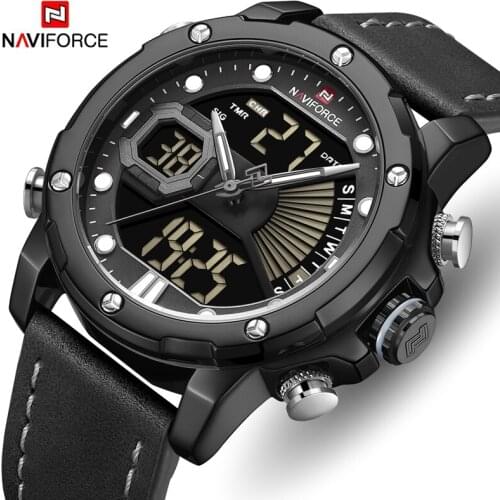 NAVIFORCE Men Watch Top Brand Luxury Mens Dual Display Quartz Watches Fashion Analog Digital Sport Chronograph Waterproof Clock