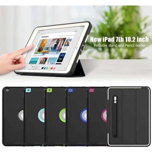 Case For Apple iPad 10.2 Cover with Pencil Holder Smart Shockproof 3 in 1 Stand tablets soft case for iPad 7th Generation case
