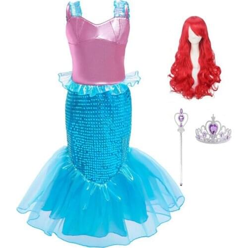 Girls Kids Mermaid Princess Party Costume With Accessories Birthday Gifts 3-10Y
