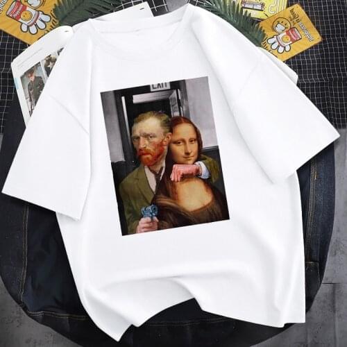 Mona Lisa T Shirt Harajuku Women 90s Funny Vintage Tshirt Ullzang Graphic Cartoon T-shirt Korean Style Top Tees Female Aesthetic
