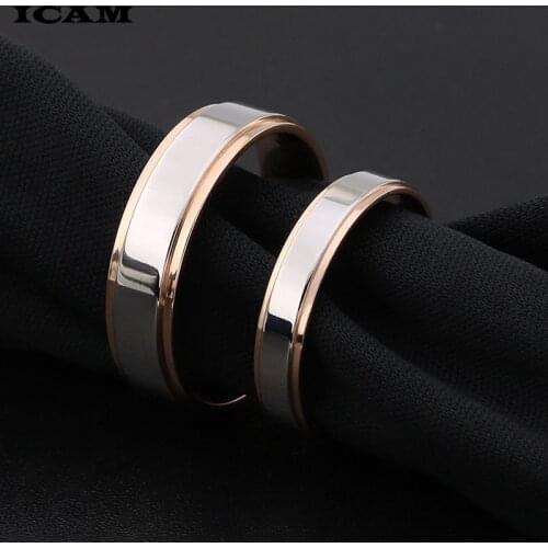 ICAM Rose Gold Silver Color Rings Stainless Steel Ring For Women Bride Wedding Engagement Anillos Mujer bague Jewelry