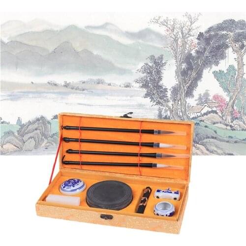 Chinese Four Treasures Of The Study Set Excellent Writing Brush Ink Stick Paper Inkstone Kit Writing Accessories Calligraphy