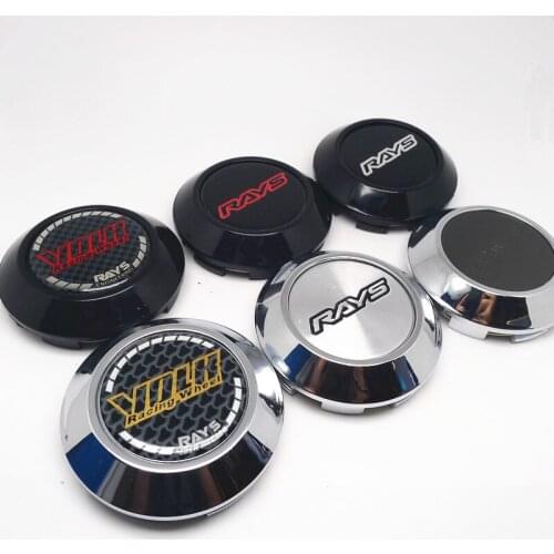 4pcs 76mm Volk Rays Racing Wheel Center Caps Hub Car Rims Protective Cover Black Chrome Car Styling Accessories