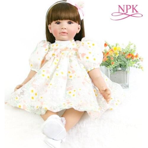 NPK 60CM baby girl doll Soft Silicone cloth body Boneca Reborn toddler Lifelike Bebe doll Reborn