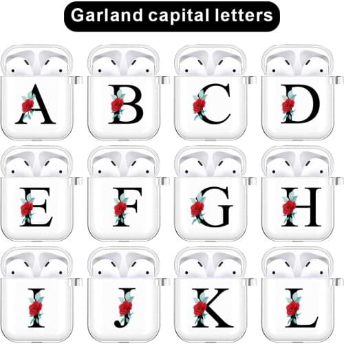 Lnitial letter name For Airpods Case 1 2 Silicone Soft Transparent Earphone Case Give girl gifts